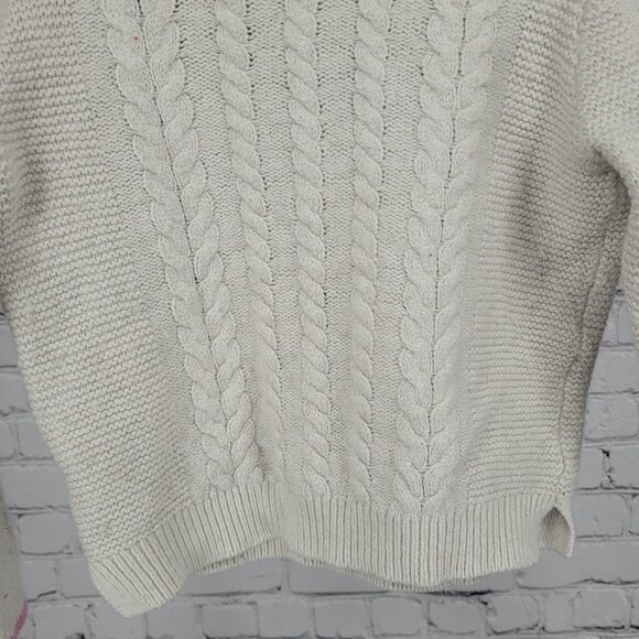 Boden Beige Wool Cotton Blend Embroidered Flowers Cable Knit Sweater Girls 6-7Y - Picture 8 of 12